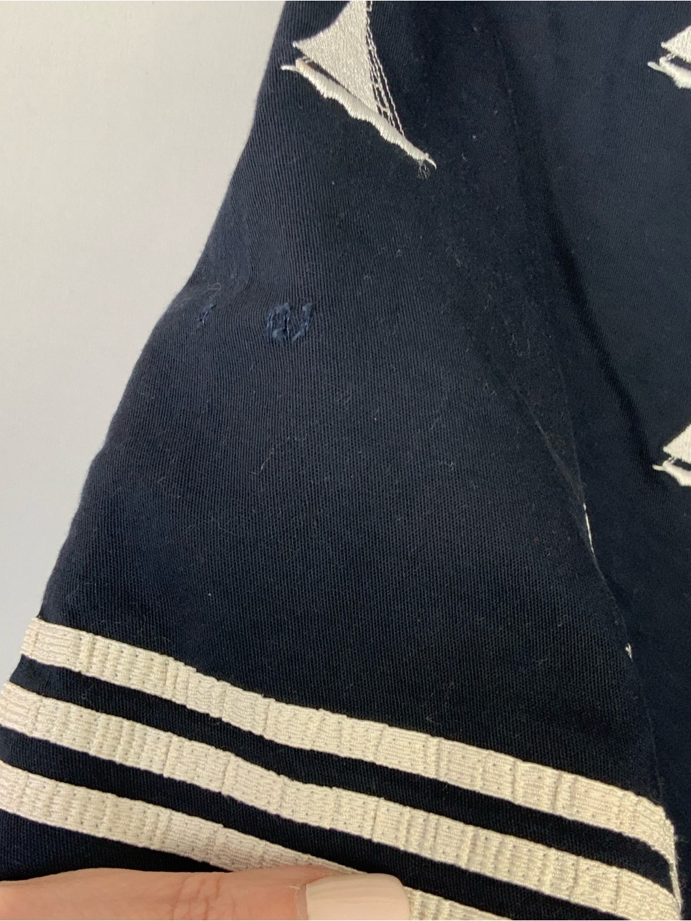 VTG Talbots Petites Sz 6P Navy Blue Sailboat Embroidered Summer Skirt Cotton - Picture 7 of 7